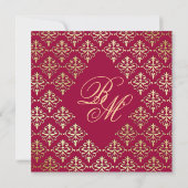 232 Invitation de mariage indien Damassé Or Automn (Dos)