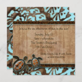 232 Invitation fête Luau Tortue Brun Bleu (Devant / Derrière)