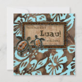 232 Invitation pour fête Luau Tortue Bleu Marron (Dos)