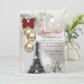 232 Kerstmis Parijs Kaart Eiffeltoren Sneeuw (Staand voorkant)