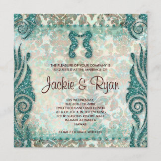 232 Plage Mariage Invitation Cheval de mer Vintage