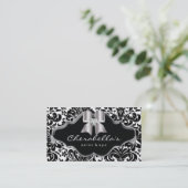 232 Salon Spa Silver Bow Jewel Damask Visitekaartje (Staand voorkant)