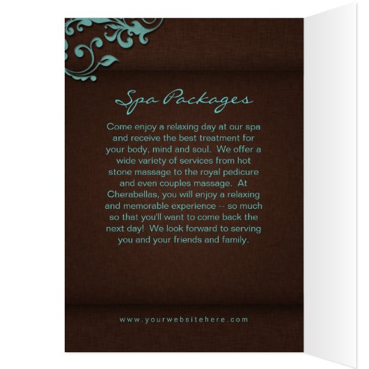 232 Spa Salon Brochure Blue Brown Linen Floral 2 (Binnen (Links))