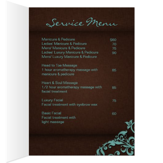 232 Spa Salon Brochure Blue Brown Linen Floral 2 (Binnen (Rechts))