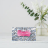 232 Sparkle Jewelry Zebra roze zilver Visitekaartje (Staand voorkant)
