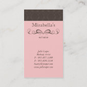 232 Visitekaartje Damasroze roze bruin (Achterkant)