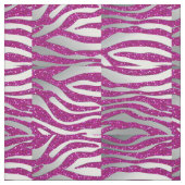 232 Zebra Glitter Silver HOT Pink Fabric Pattern Stof (Swatch)