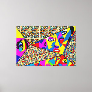 23_015, Geometrisch, Kubisme, Abstract Canvas Afdruk