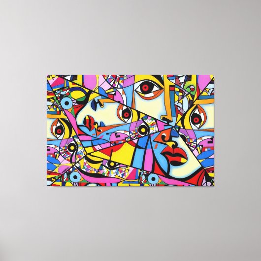 23_016, Kubisme, Abstract Canvas Afdruk (Voorkant)