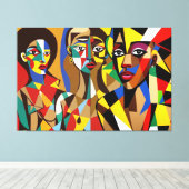 23_022, Afrikaans kubisme Kunst Canvas Afdruk (Insitu (Houten vloer))