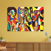 23_022, Afrikaans kubisme Kunst Canvas Afdruk (Insitu (Woonkamer))