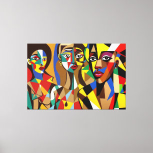 23_022, Afrikaans kubisme Kunst Canvas Afdruk