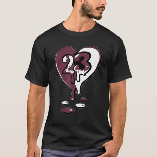 23 Drip Heart High Bordeaux 1s Matching T-shirt (Voorkant)