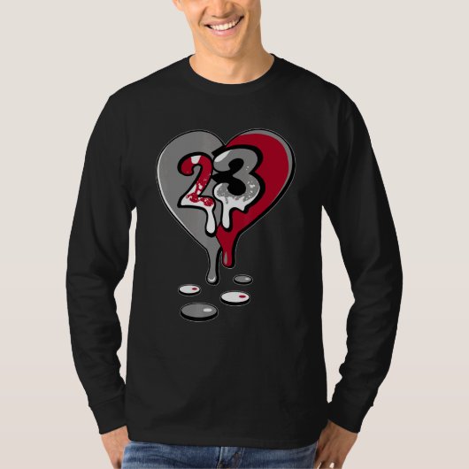 23 Drip Heart Particle Grey 9s Matching T-shirt (Voorkant)