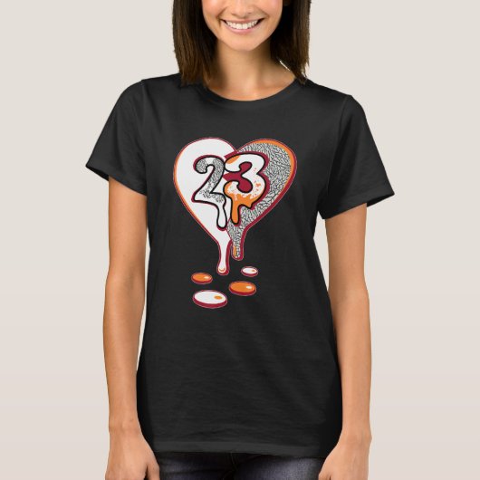 23 Drip Heart Retro Cardinal Red 3s Matching T-shirt (Voorkant)