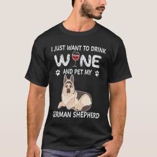 23 Ik wil gewoon wijn drinken en mijn Duitse herde T-shirt