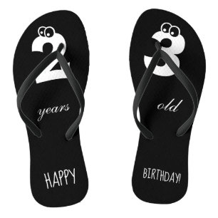 23 jaar oude HAPPY BIRTHDAY Print Cute Black Teenslippers
