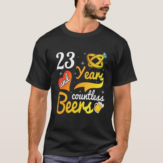 23 jaar talloze bieren bruiloft trouwen echtgenoot t-shirt (Voorkant)