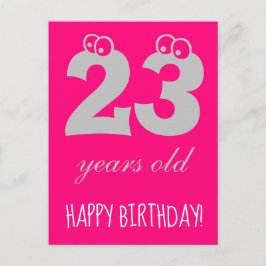 23 jaar verjaardag HEEL VEEL GELUK Cute Hot Pink Briefkaart