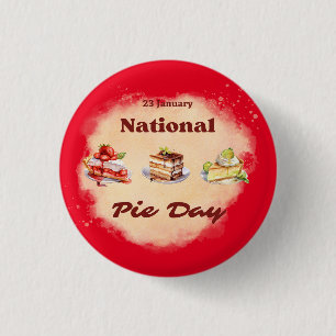 23 januari Nationale Pie Dag Ronde Button 3,2 Cm