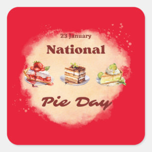 23 januari Nationale Pie Dag Vierkante Sticker