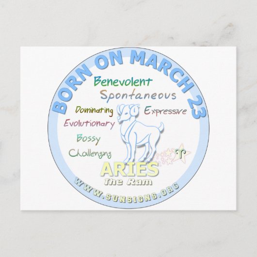 23 maart verjaardag - Ram Briefkaart (Voorkant)