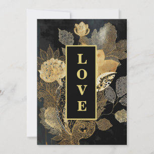 *~ 23 RSVP AR26 QR Gold Lace LOVE Vintage Wedding Kaart