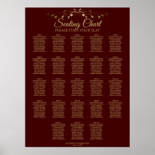 23 Tabel Gold- en Auburn bruin-bruiloft Poster