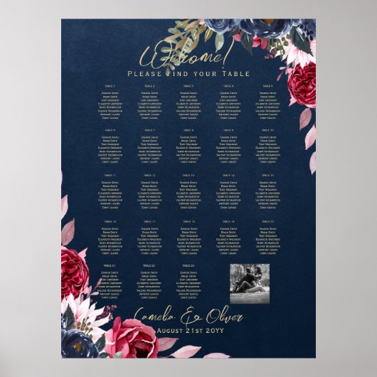 23 Tableau de sièges Photo Bienvenue avec les noms (Devant)