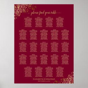 23 Tableau Élégant Burgundy & Gold Seating Chart