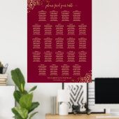 23 Tableau Élégant Burgundy & Gold Seating Chart (Bureau à domicile)