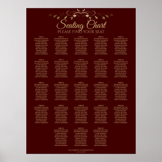 23 Tableau Gold & Auburn Brown Mariage Siating Cha (Devant)