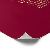 23 Tafel Elegante Bordeaux & Gouden Zitplaatsindel Poster (Hoek)