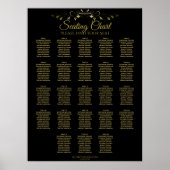 23 Tafel Gold Black Elegant Wedding Seating Chart Poster (Voorkant)