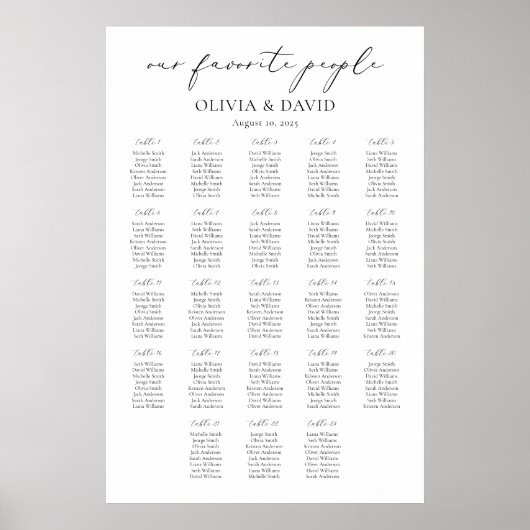 23 Tafels Eenvoudig Onze Favoriete Mensen Zittingk Poster (Voorkant)