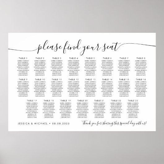 23 Tafels Modern Vind uw Zitplaatskaart Poster (Voorkant)