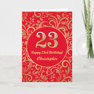 23e anniversaire Rouge et or modèle floral