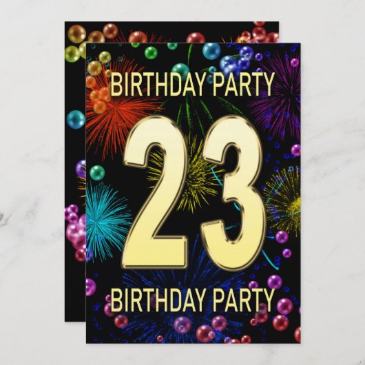 23e 'Birthday Party'-belletjes voor uitnodigingen  (Voorkant / Achterkant)