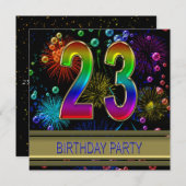 23e fête d'anniversaire Invitation avec bulles (Devant / Derrière)