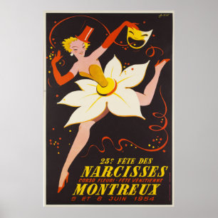 23e Fête des Narcisses, Montreux, Vintage en Poste Poster