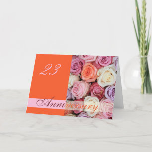 23e Jubileum kaart pastel rozen