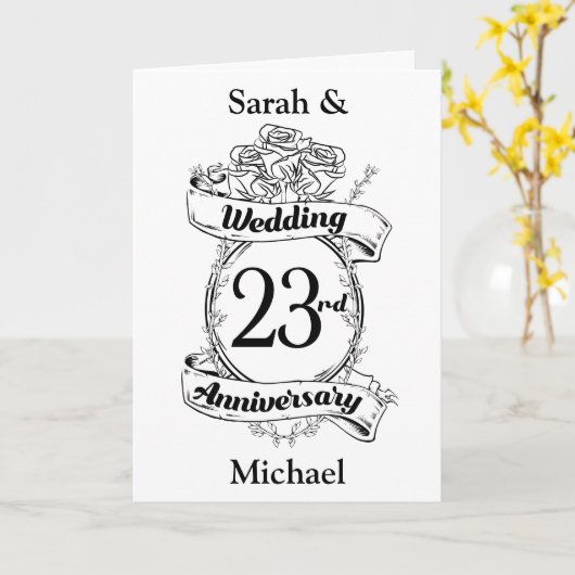 23e trouwdag bloemen roos kaart (Gele Bloem)