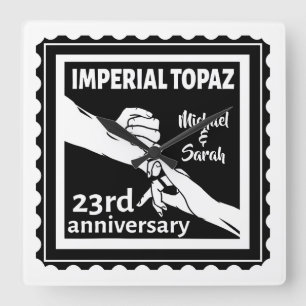 23e trouwdag Imperial Topaz Vierkante Klok