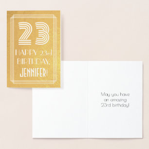 23e verjaardag - Art Deco geïnspireerde look "23" Folie Kaarten