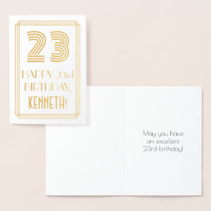 23e verjaardag - Art Deco geïnspireerde look "23"  Folie Kaarten