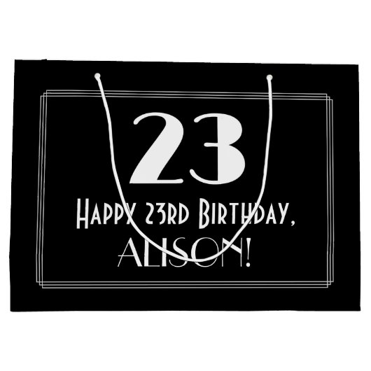 23e verjaardag: Art Deco geïnspireerde stijl "23", Groot Cadeauzakje (Achterkant)