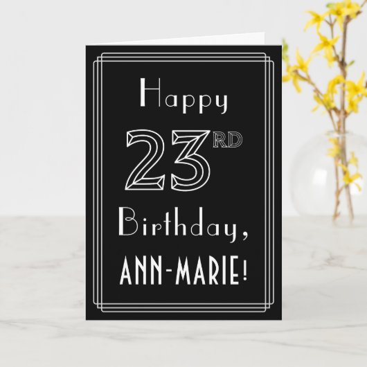 23e verjaardag: Art Deco Style # 23 en aangepaste  Kaart (Gele Bloem)