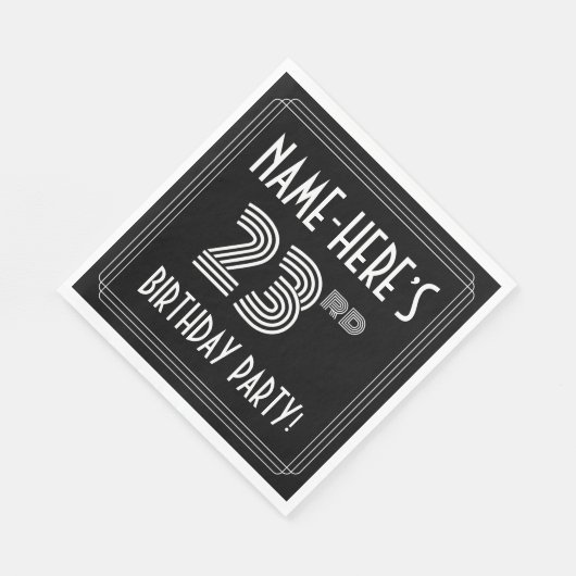 23e verjaardag: Art Deco Style + aangepaste naam Servet (Hoek)