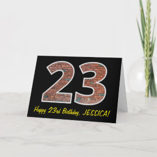 23e verjaardag - bakstenen muurpatroon "23" w / na kaart