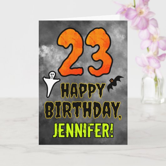 23e verjaardag: Eerie Halloween Theme + Aangepaste Kaart (Orchidee)